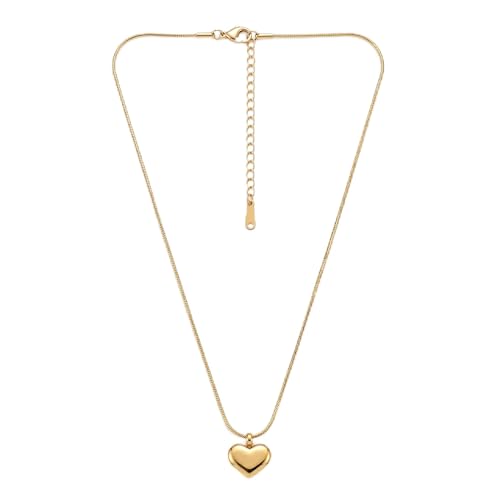 18k PVD Coated 316L Stainless Steel Puffy Heart Pendant Necklace for Women
