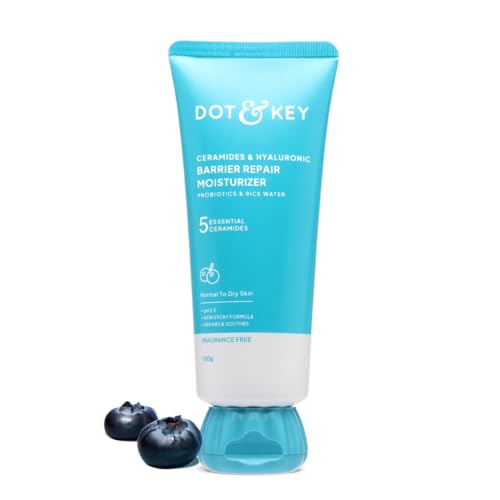 Dot & Key Barrier Repair Moisturizer For Normal, Dry, Combination & Sensitive Skin | 120 Hrs Moisturization, With 5 Ceramides & Hyaluronic | Repairs Damaged Skin Barrier, Non-Comedogenic | 100g
