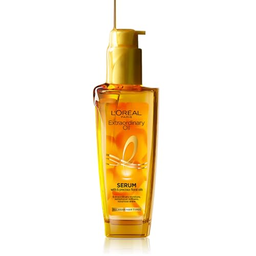 L'Oreal Paris Extraordinary Oil Hair Serum Powered by Floral Oils for All Hair Types, Volume- 100 ml, Makes hair frizz-free, stronger, shiny and provides UV and Heat Protection, Lightweight Formula