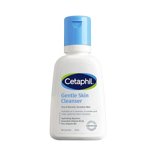 Cetaphil Gentle Skin Hydrating Face Wash 59ml, Paraben Free, Sulphate-Free Cleanser with Niacinamide, Vitamin B5 for Dry to Normal, Sensitive Skin