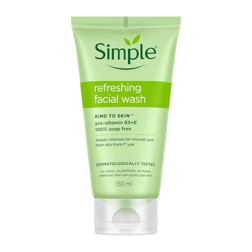 Simple Kind To Skin Refreshing Facial Wash 150 ml | 100% Soap-Free Facewash that doesn't dry out your skin| For All Skin Types