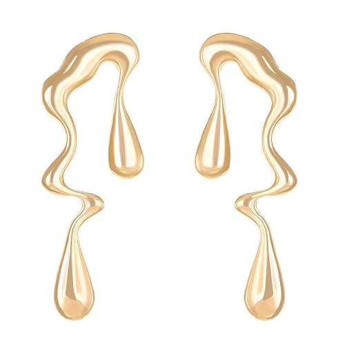 Nilu's Collections Abstract Drip Design Earrings in Trendy and Modern Look | gift for her,gifts for womens & gilrls (Gold)