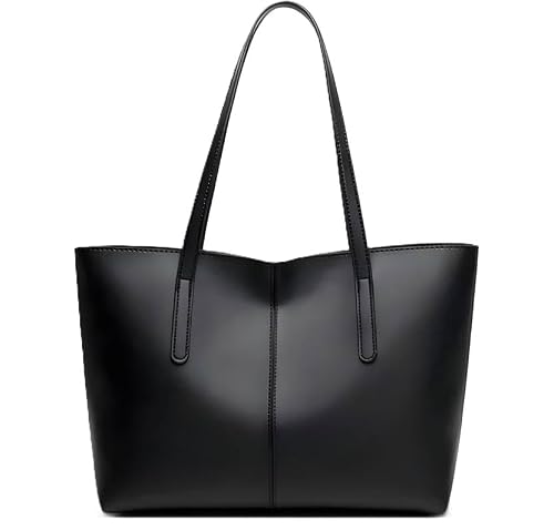 Nexeura Women's Stylish Black Tote Bag | Large Capacity PU Leather Shoulder Handbag | Elegant Office Bag for Girls & Ladies | Lightweight Daily Use Purse | Trendy Travel Work Bag for Women